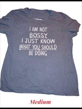 Graphic Tee "I Am Not Bossy" - Navy Blue